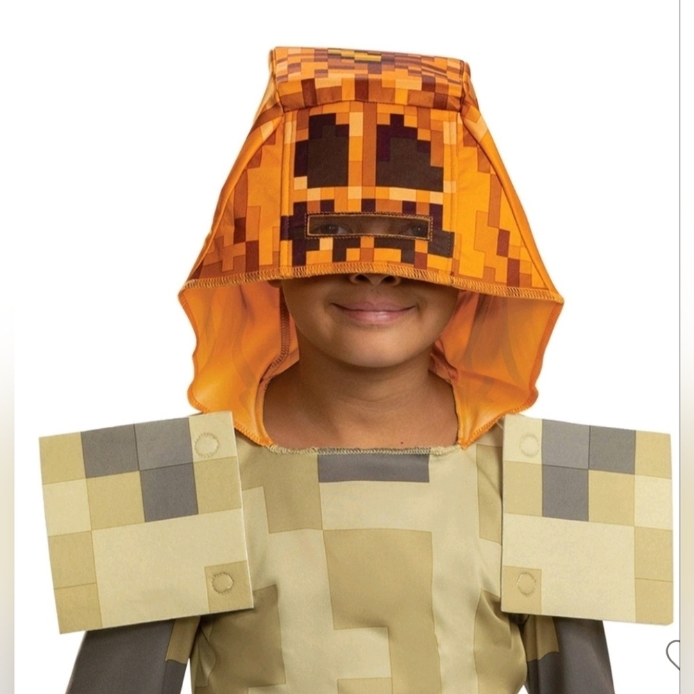 New Kids' Minecraft Hooded Halloween Costume Jumpsuit Husk Jack O'Lantern, 10/12
